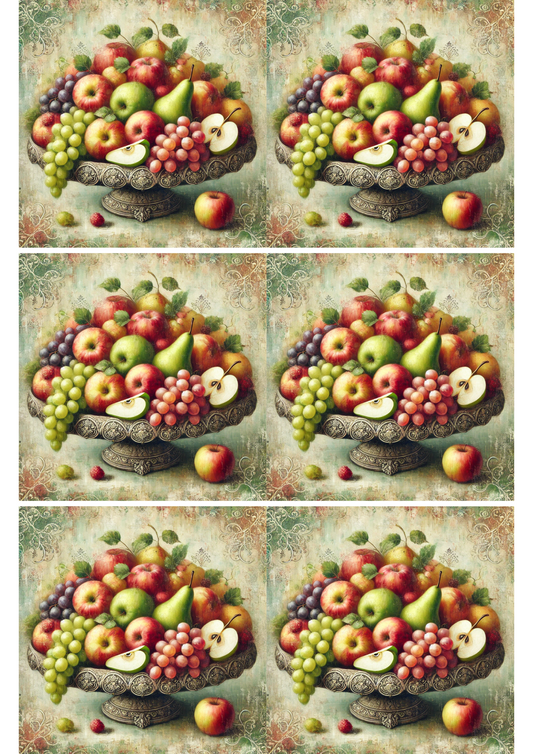 Bandeja de frutas con papel de arroz para decoupage, collage, n.º de cat. 2216