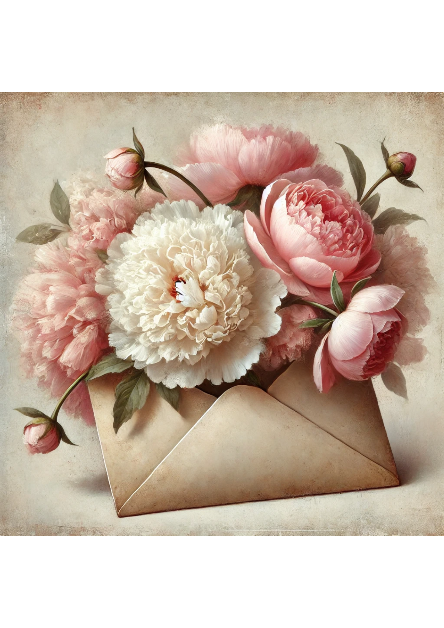Rice Paper For Decoupage Peonies From Envelope Full Cat. No. 3090