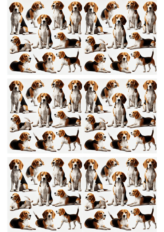 Rice Paper For Decoupage Beagle Dog Mix Collage Cat. No. 3091