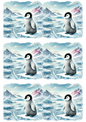 Rice Paper For Decoupage Penguin In Watercolor Collage Cat. No. 2254