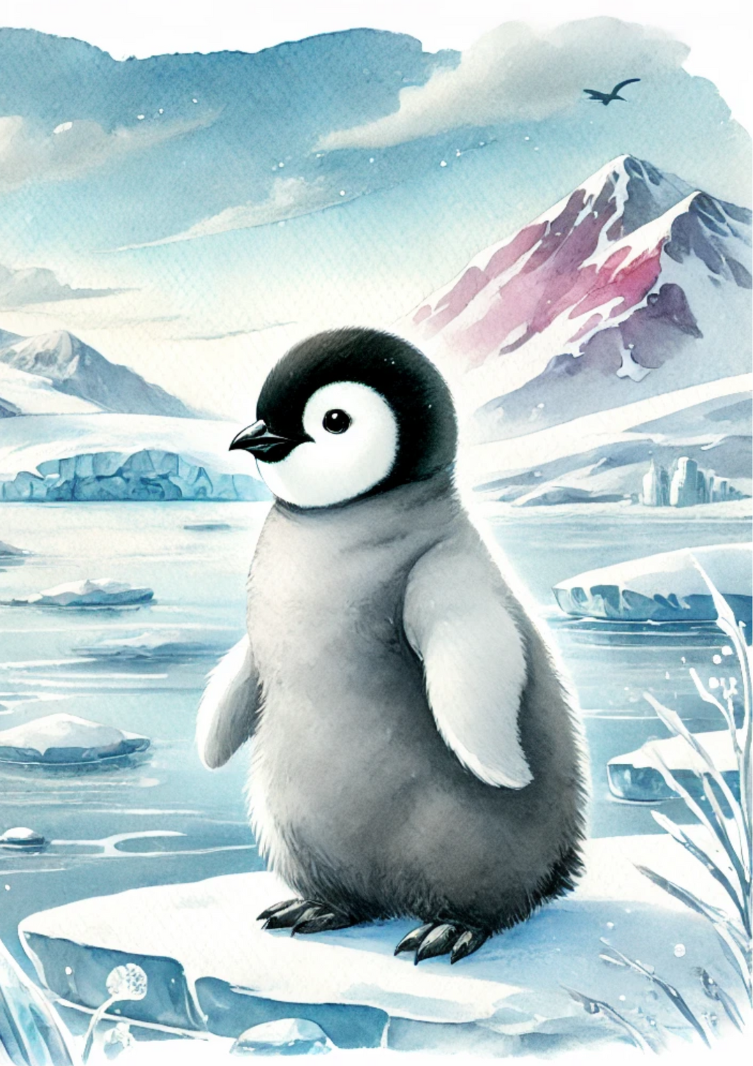 Rice Paper For Decoupage Penguin In Watercolor Full Cat. No. 2255