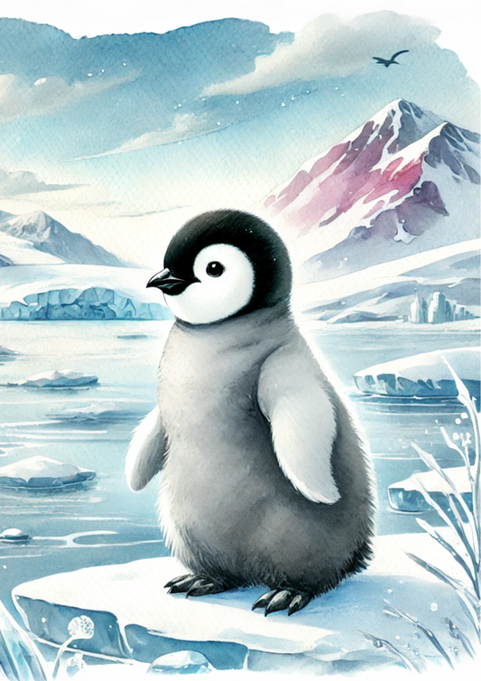 Rice Paper For Decoupage Penguin In Watercolor Full Cat. No. 2255