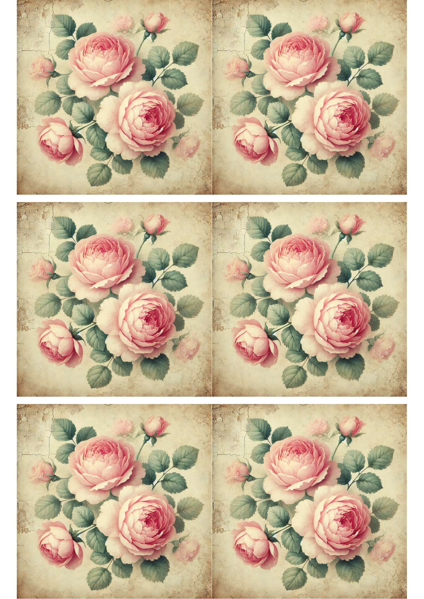 Papel de arroz para decoupage Collage de rosas rosas N.º de catálogo 2256