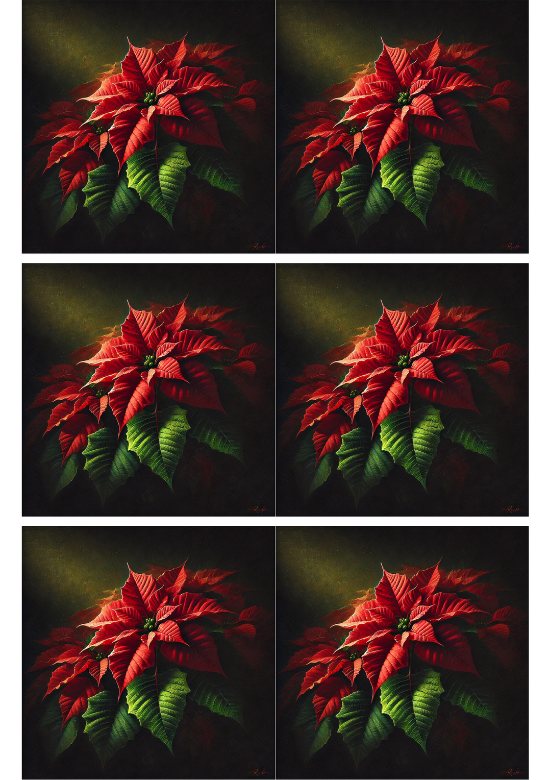 Reispapier für Decoupage Weihnachtsstern auf schwarzem Hintergrund Collage Kat. Nr. 2268