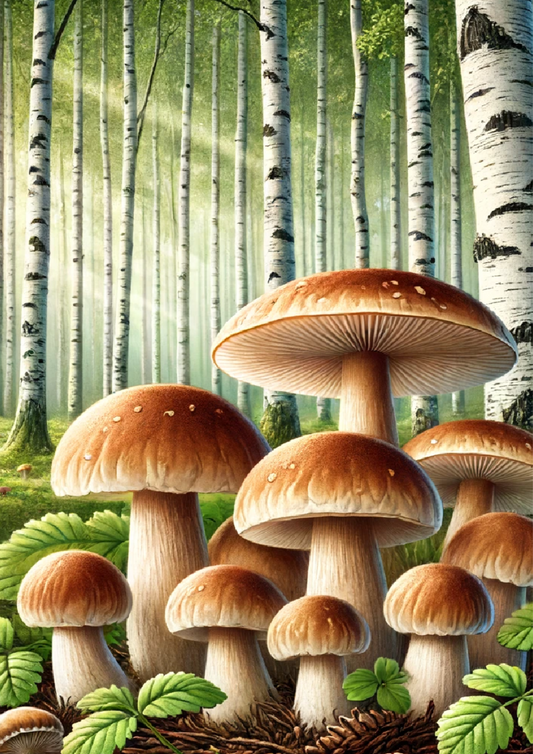 Rice Paper For Decoupage Mushrooms Boletes In Birch Forest Full Cat. No. 1227