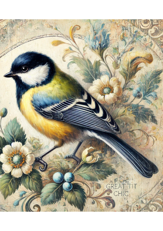 Rice Paper For Decoupage Blue Tit Shabby Chic Full Cat. No. 2291