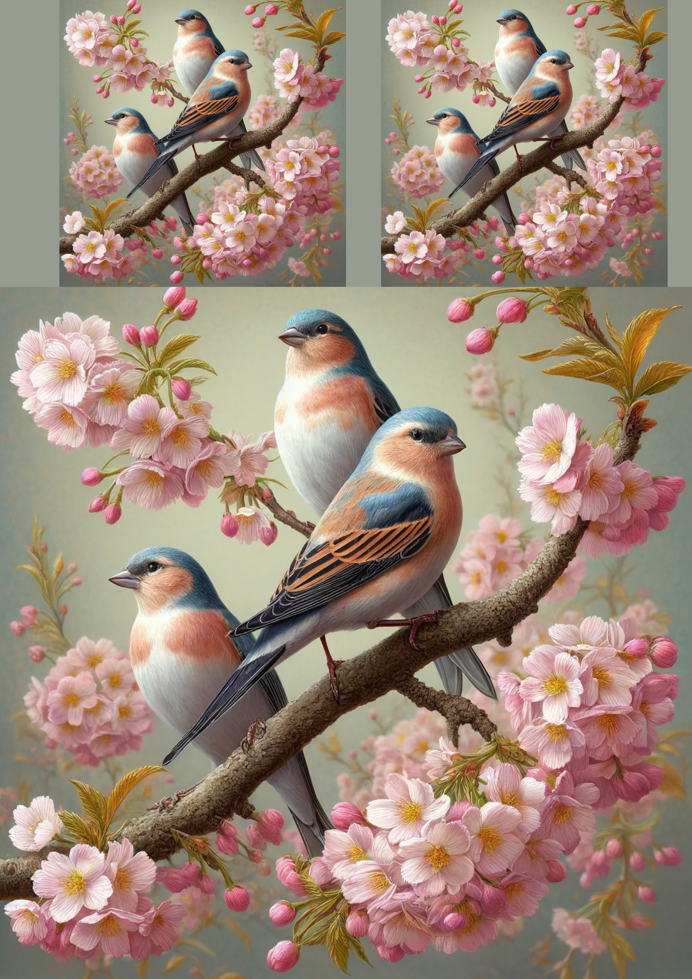 Rice Paper for Decoupage Birds on a Cherry Blossom Branch Cat. No. 268