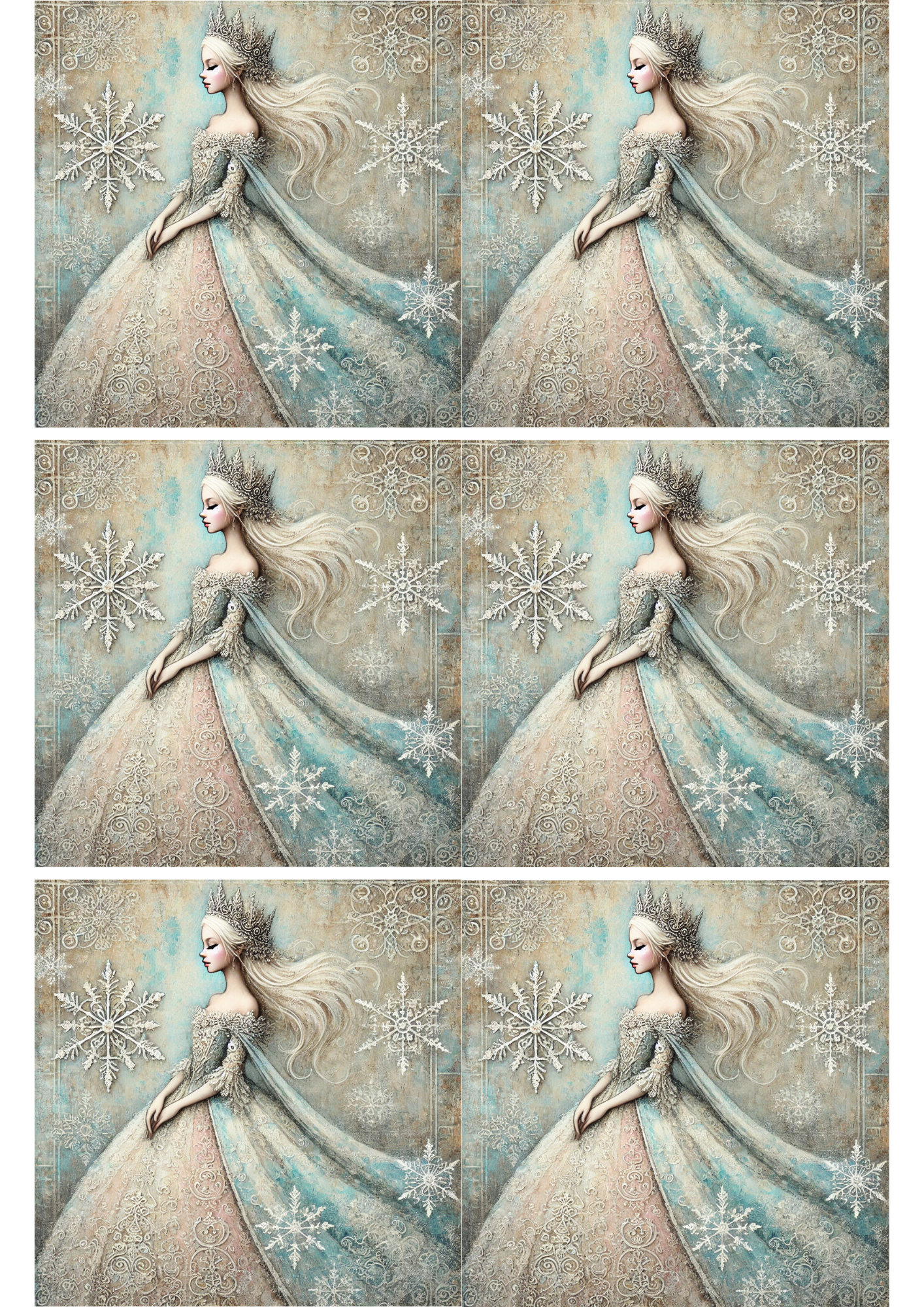 Rice Paper For Decoupage Snow Queen Collage Cat. No. 2306