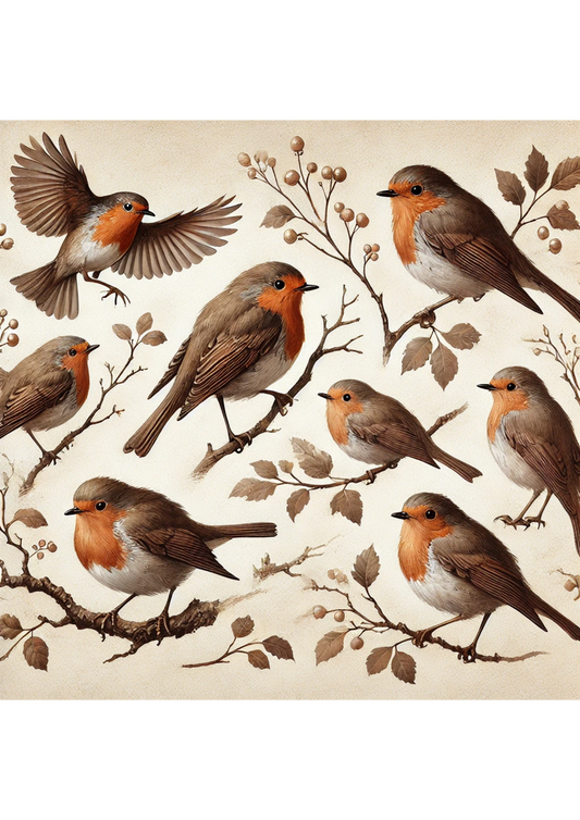 Rice Paper For Decoupage Red Robin On A Branch Full Cat. No. 3110