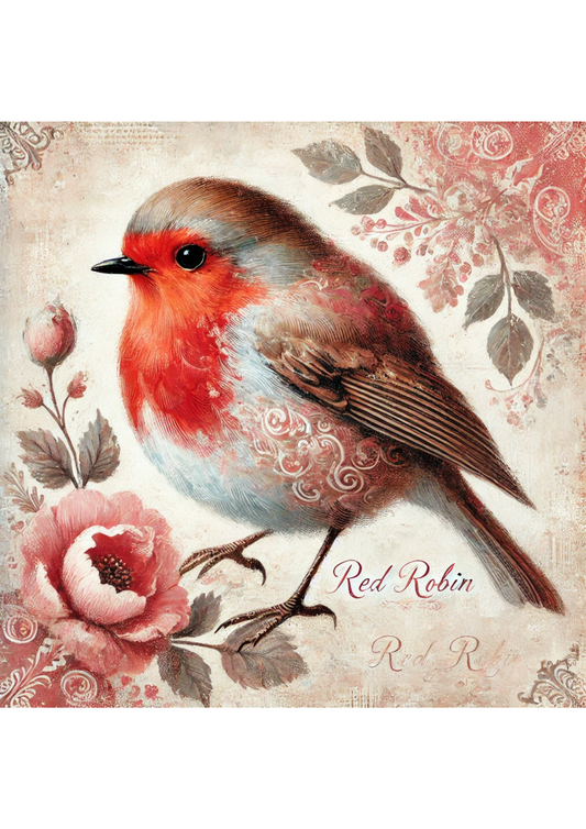 Rice Paper For Decoupage Red Robin Shabby Chic Full Cat. No. 2317