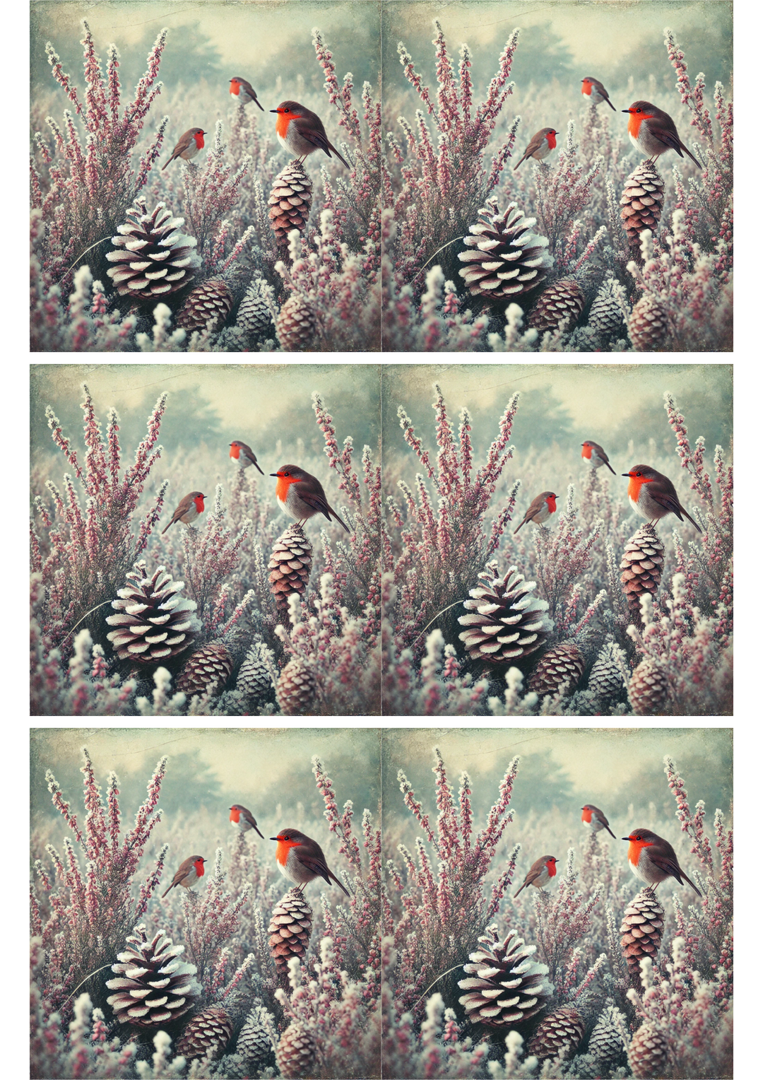 Reispapier für Decoupage, Rotkehlchen im Winter, Collage, Kat. Nr. 2771
