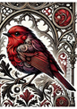 Rice Paper For Decoupage Red Robin In Gothic Style Full Cat. No. 2323