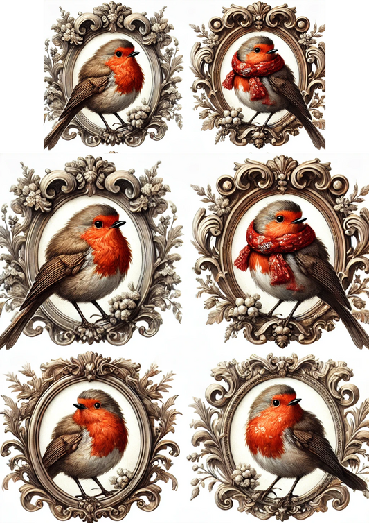 Rice Paper For Decoupage Red Robin Oval Full Cat. No. 3112
