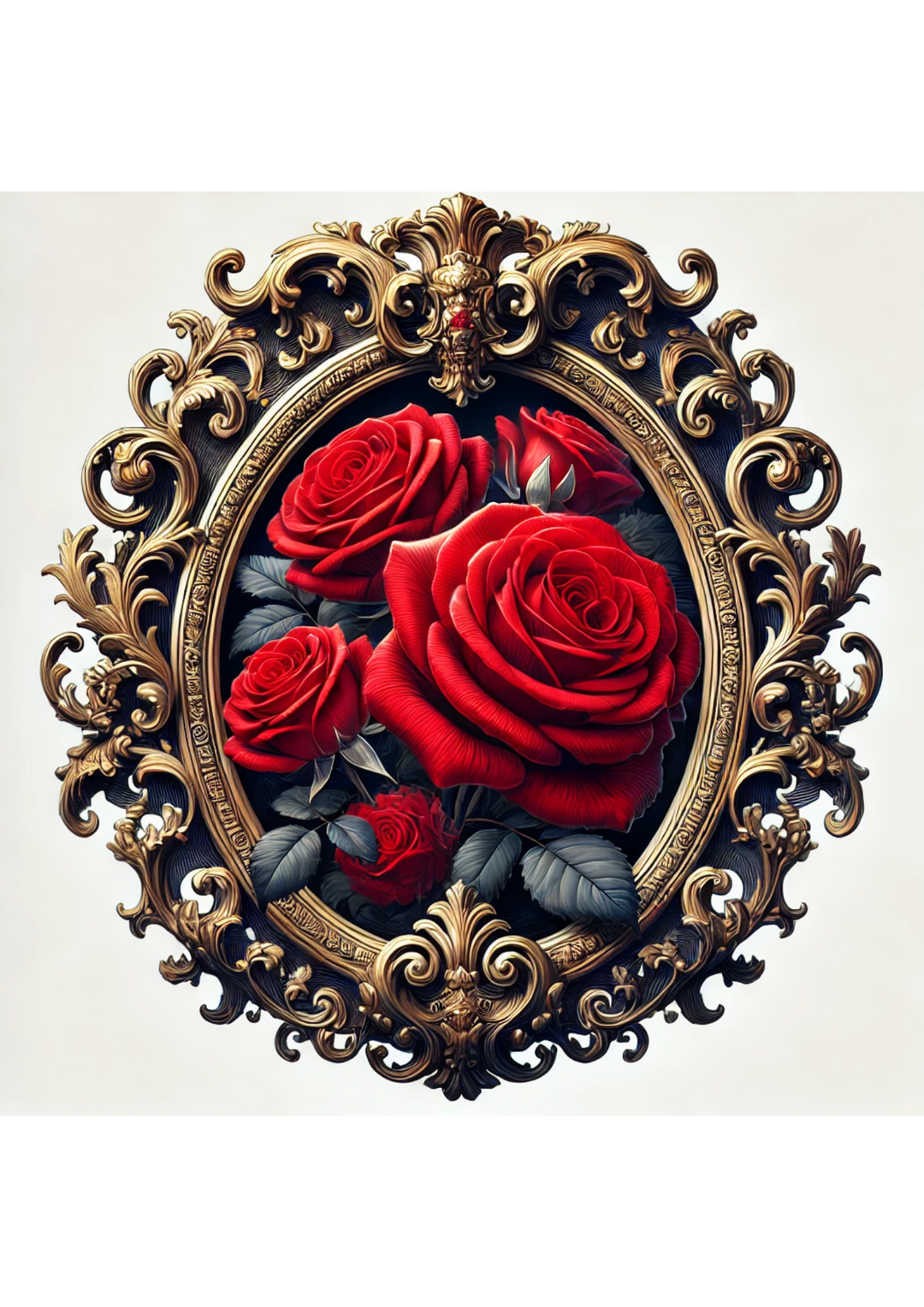 Reispapier für Decoupage, Rote Rose, Barock, Oval, Voll, Kat. Nr. 3114