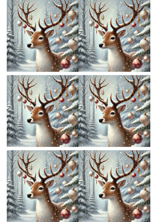 Rice Paper For Decoupage Reindeer Collage Cat. No. 3115