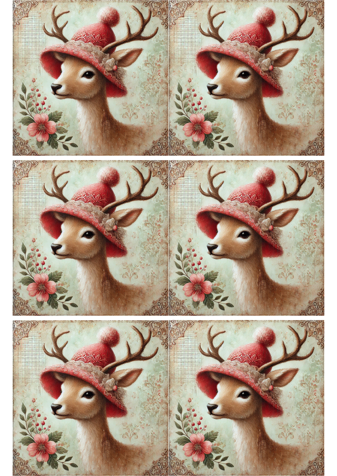 Rice Paper For Decoupage Young Reindeer Shabby Chic Collage Cat. No. 2329