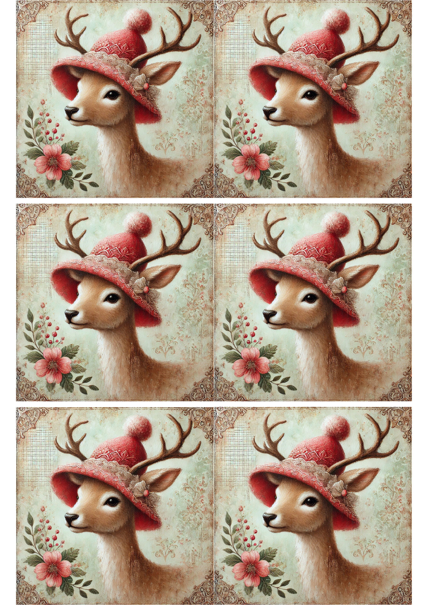 Rice Paper For Decoupage Young Reindeer Shabby Chic Collage Cat. No. 2329