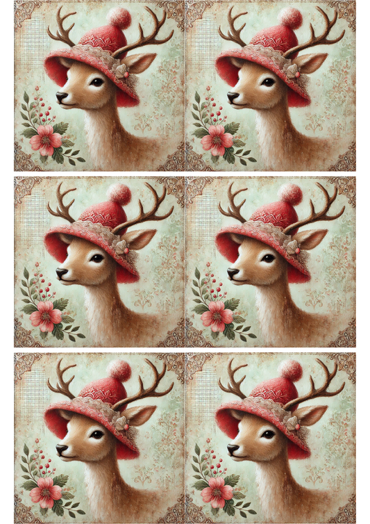 Rice Paper For Decoupage Young Reindeer Shabby Chic Collage Cat. No. 2329