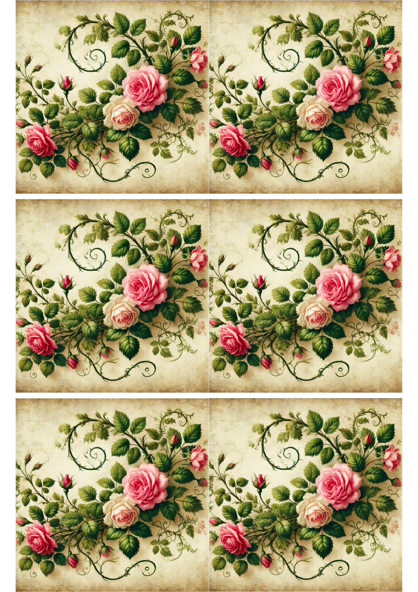 Rice Paper For Decoupage Roses Garland 4 Collage Cat. No. 2353