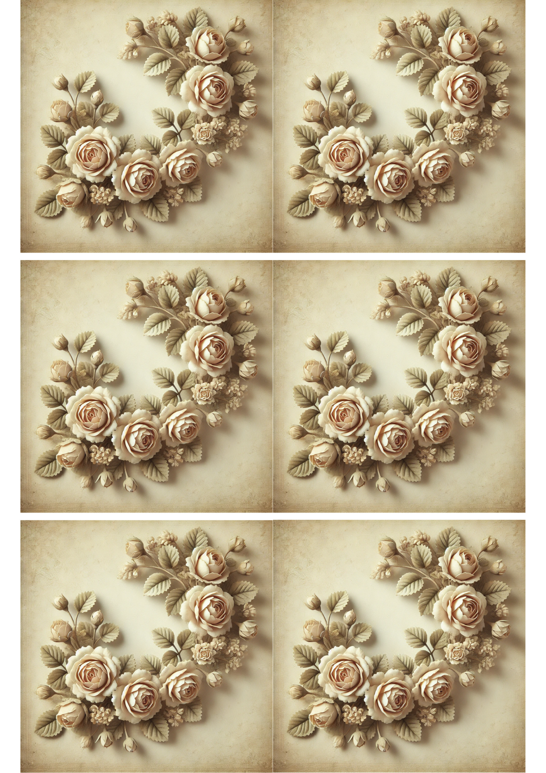 Rice Paper For Decoupage Roses Garland Collage Cat. No. 2351
