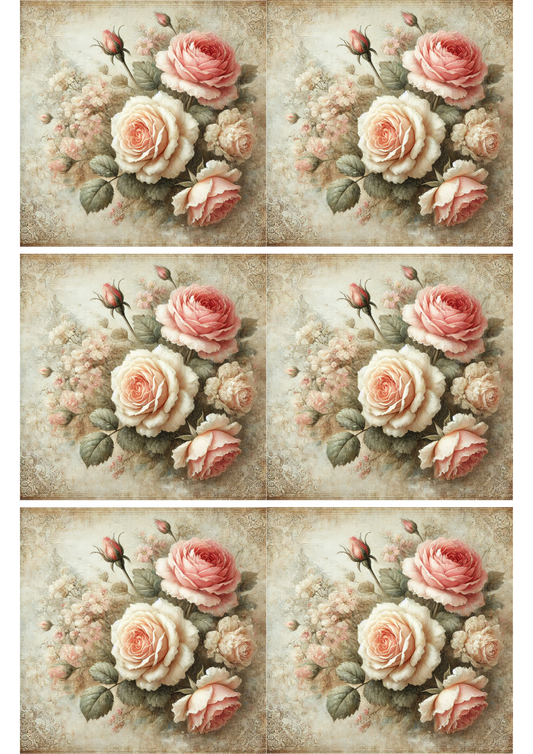 Rice Paper For Decoupage Roses Shabby Chic 2 Collage Cat. No. 2359