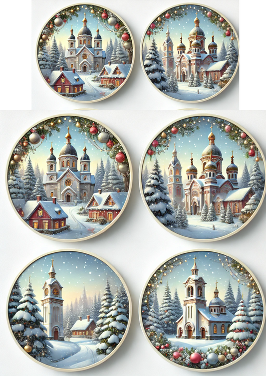 Rice Paper For Decoupage Church In Round Frames Full Cat. No. 3120