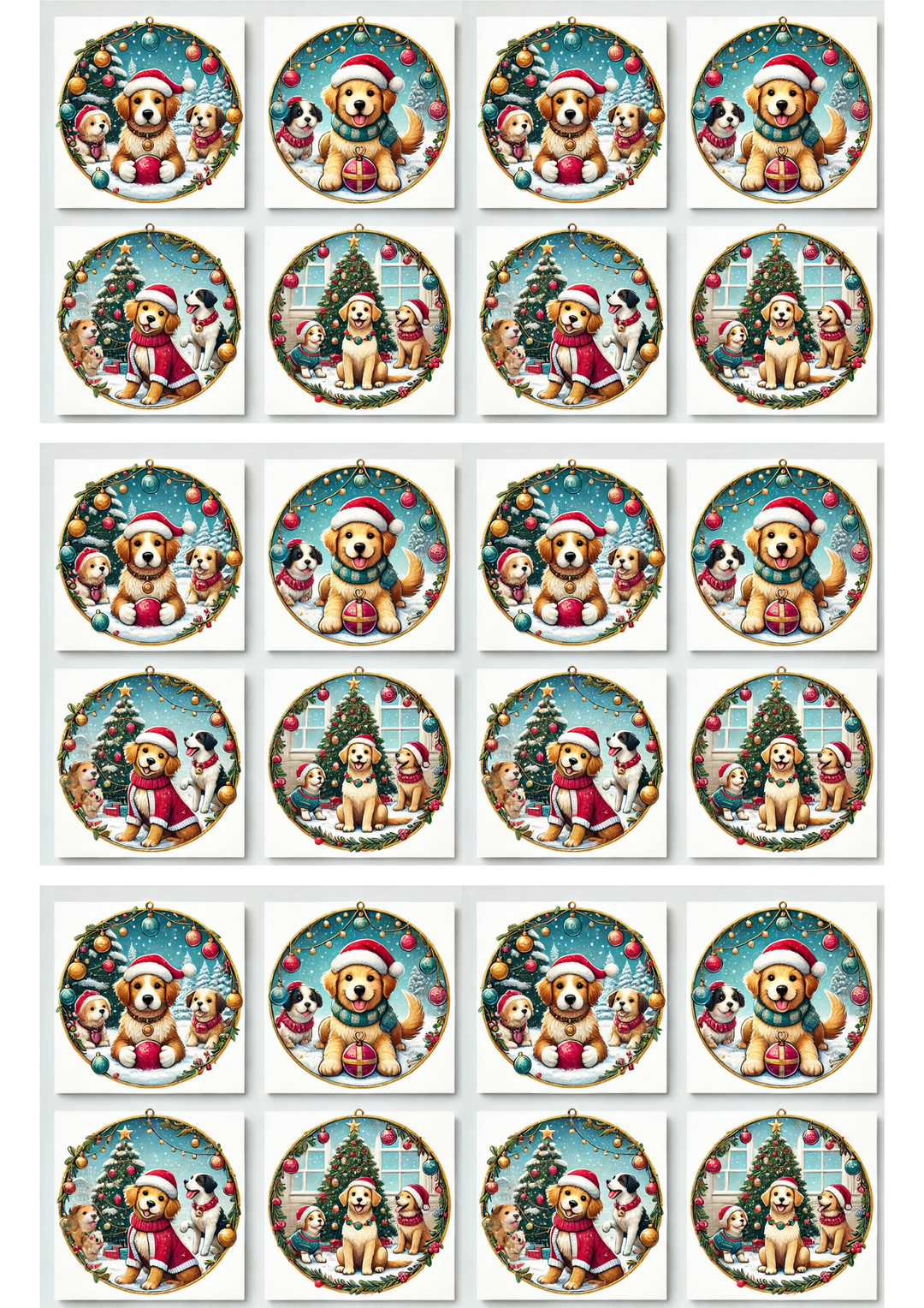 Reispapier für Decoupage-Collage „Hunde in runden Rahmen“ Kat. Nr. 3121