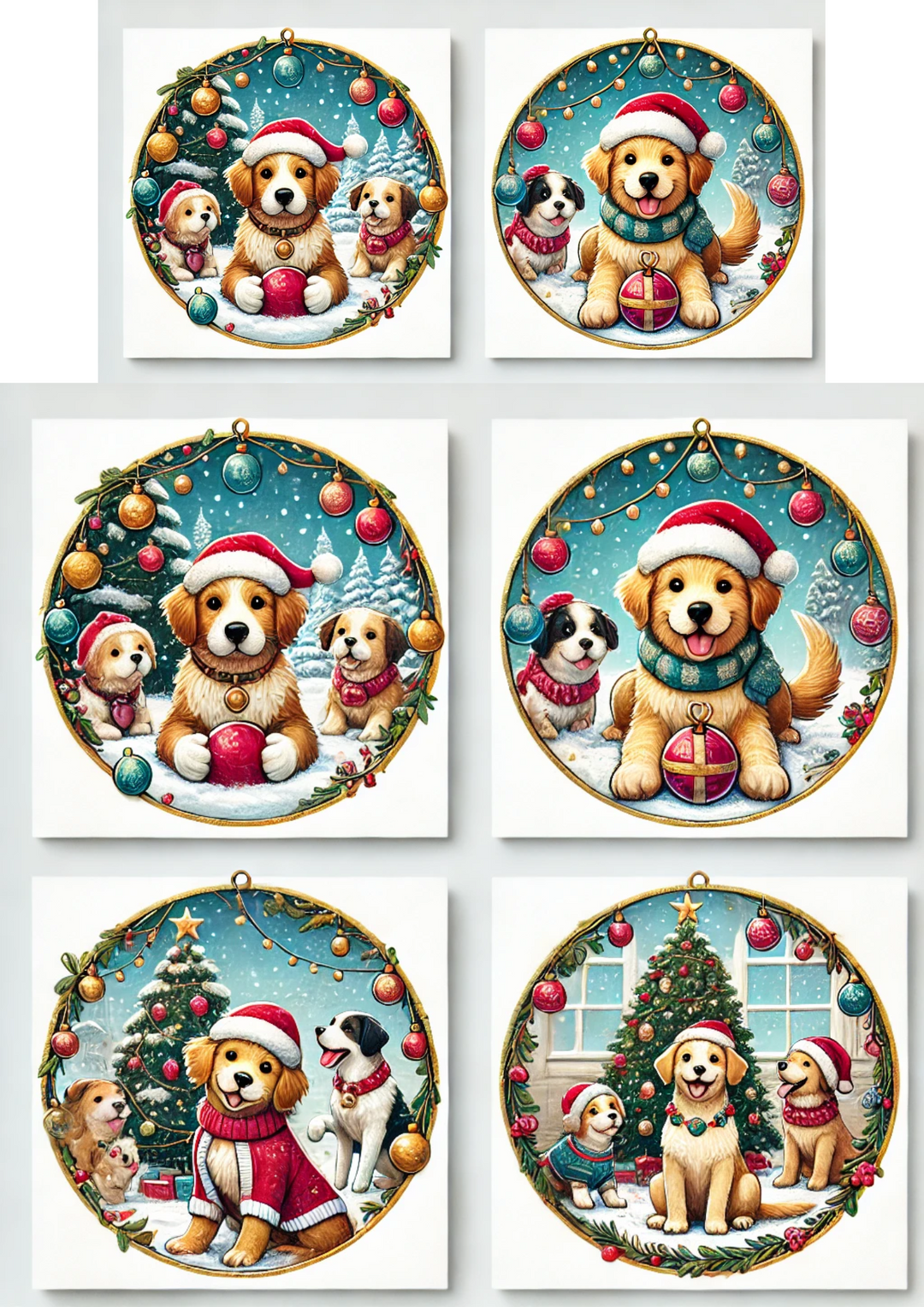Reispapier für Decoupage-Hunde in runden Rahmen, vollständige Kat.-Nr. 3122