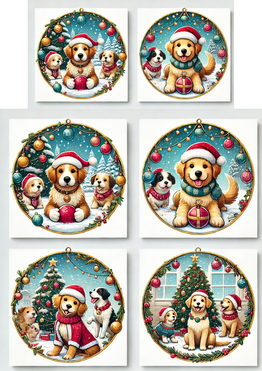Rice Paper For Decoupage Dogs In Round Frames Full Cat. No. 3122