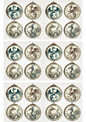 Rice Paper For Decoupage Dragons In Round Frames Collage Cat. No. 3123