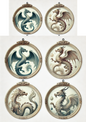 Rice Paper For Decoupage Dragons In Round Frames Full Cat. No. 3124