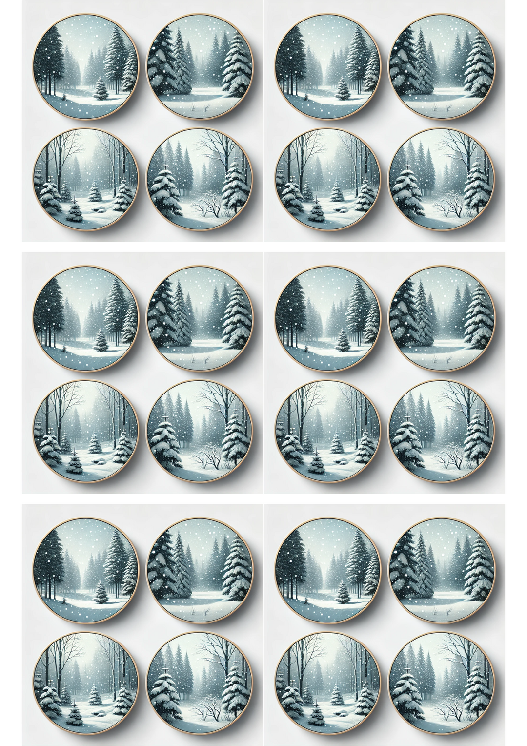Rice Paper For Decoupage Forest In Round Frames Collage Cat. No. 3125