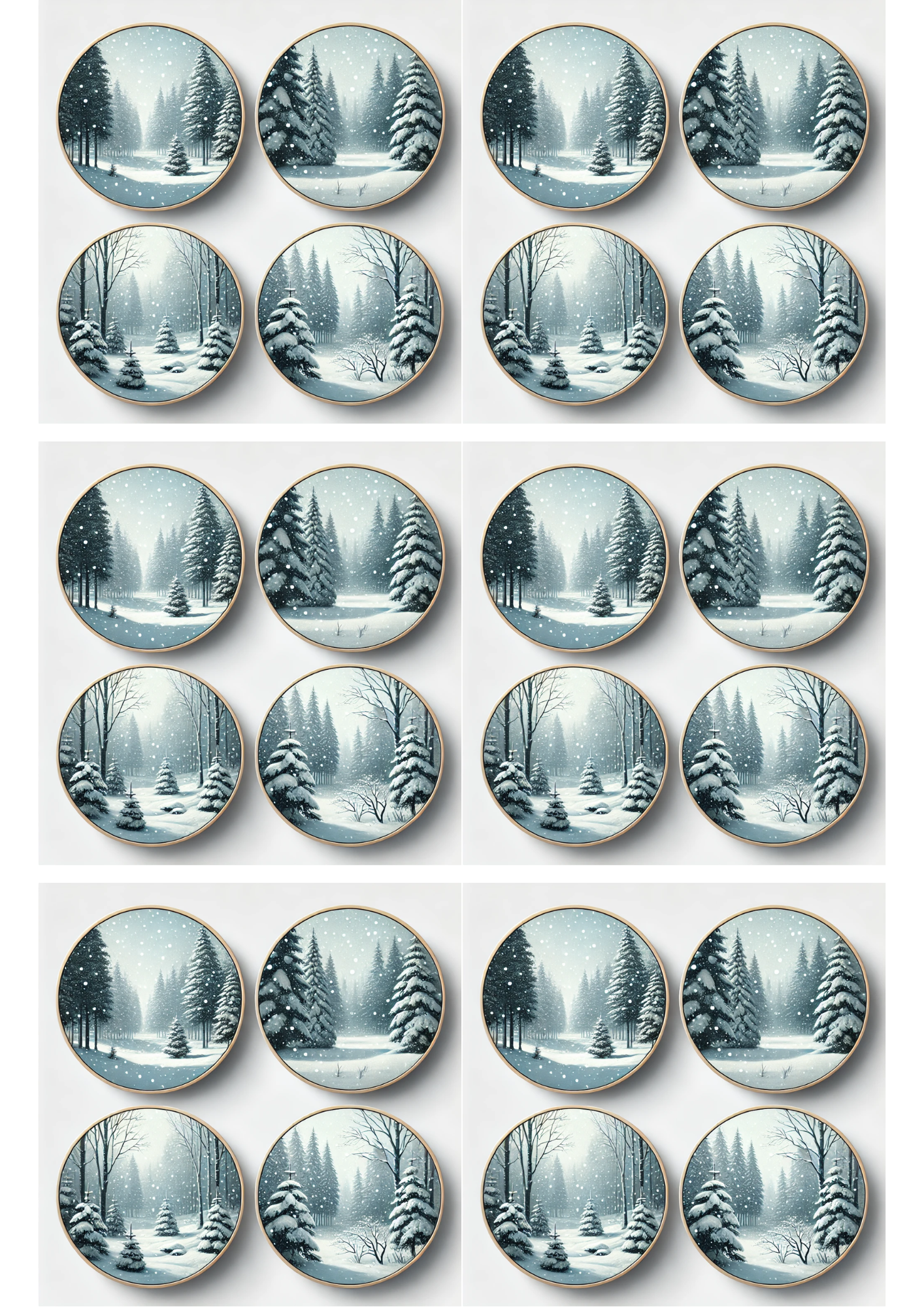 Rice Paper For Decoupage Forest In Round Frames Collage Cat. No. 3125
