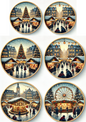 Rice Paper For Decoupage Christmas Market In Round Frames Full Cat. No. 3130