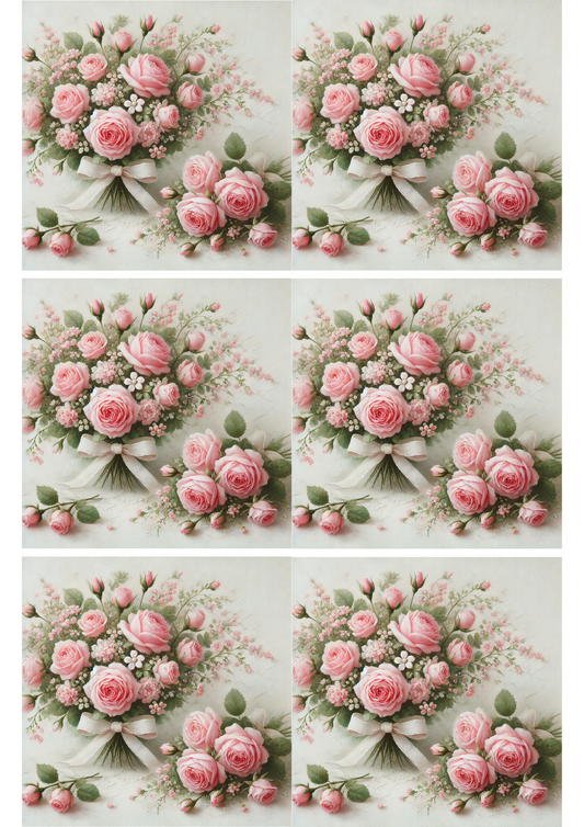 Collage de ramos de rosas con papel de arroz para decoupage, n.º de cat. 2365