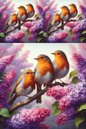 Rice Paper for Decoupage Robins on a Lilac Branch No. 275