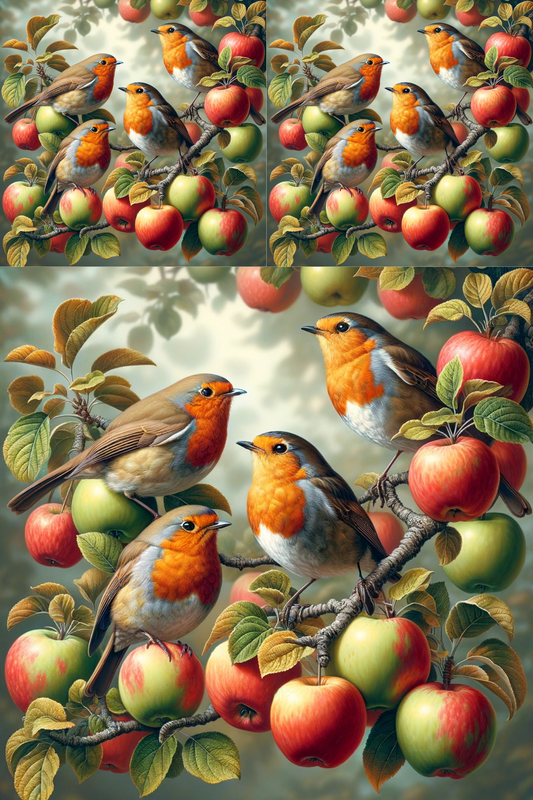 Rice Paper for Decoupage Robins on Apple Tree Cat. No. 281