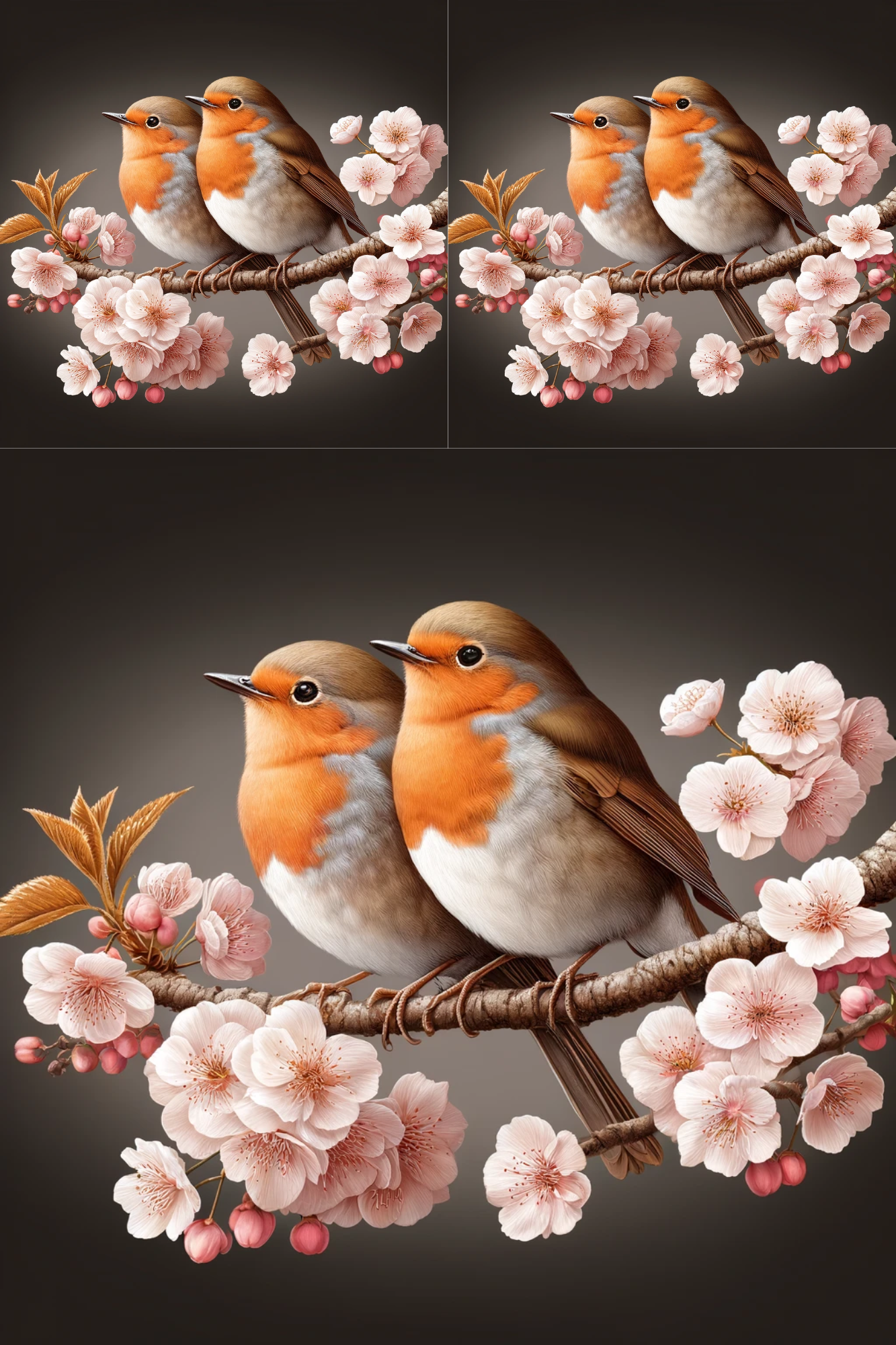 Rice Paper for Decoupage Robins on Cherry Cat No. 283