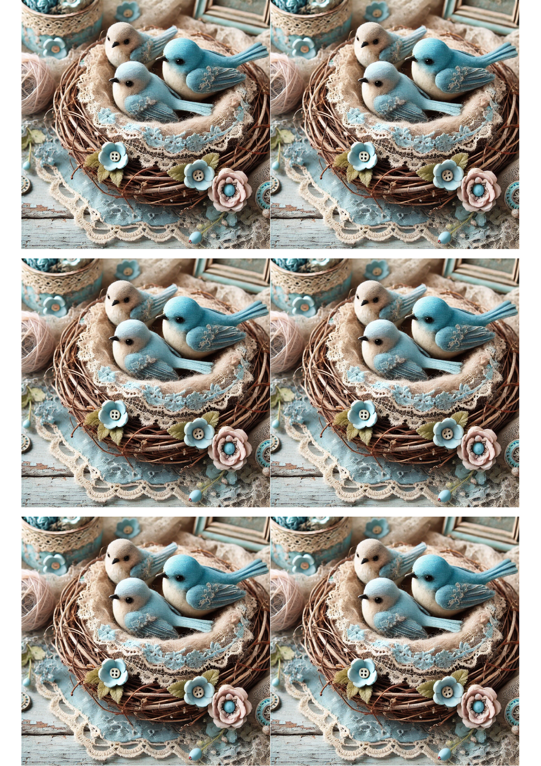 Rice Paper For Decoupage Rustic Bird Ornaments Collage Cat. No. 2377