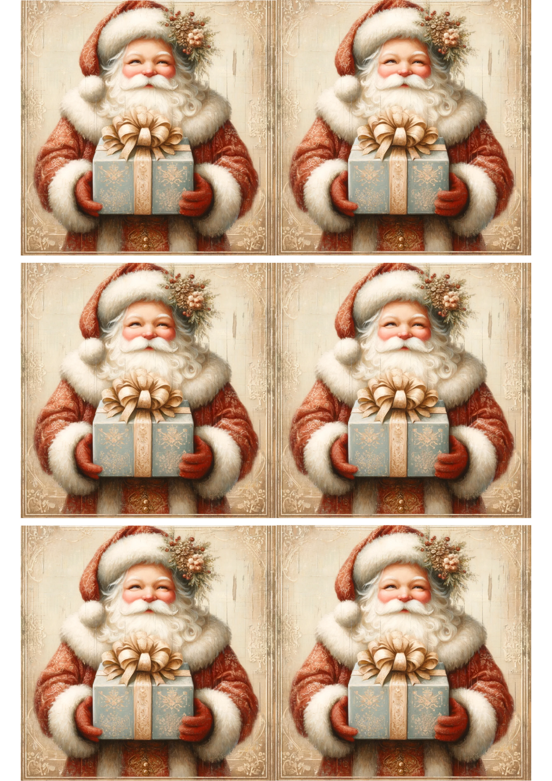 Reispapier für Decoupage, Weihnachtsmann hält ein Geschenk, Collage, Kat. Nr. 2411
