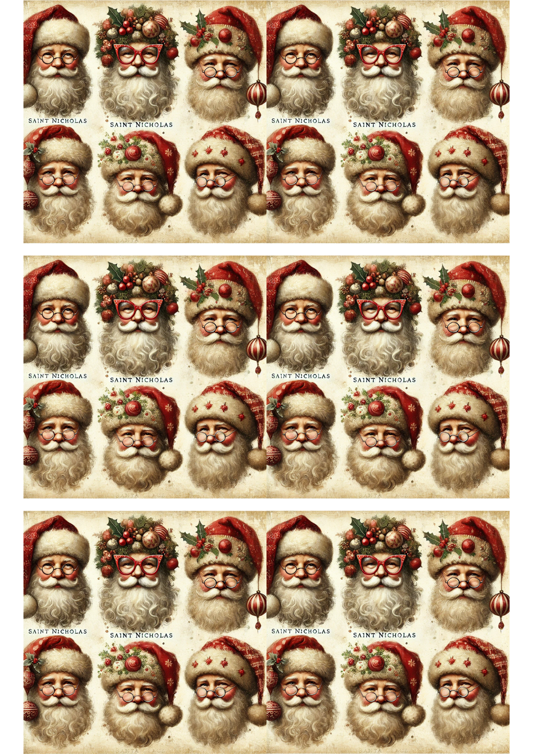 Rice Paper For Decoupage Santa Claus Mix Collage Cat. No. 3143