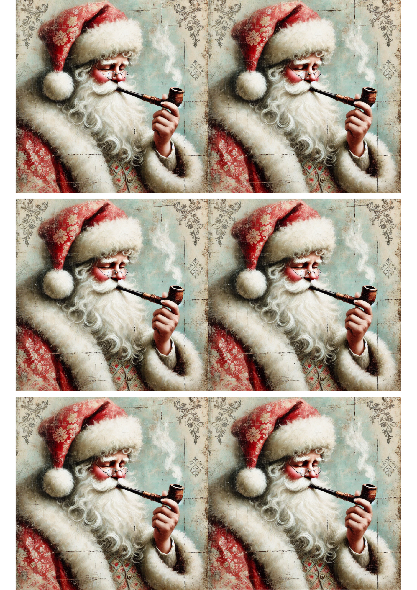 Rice Paper For Decoupage Santa Claus With Pipe Collage Cat. No. 2413