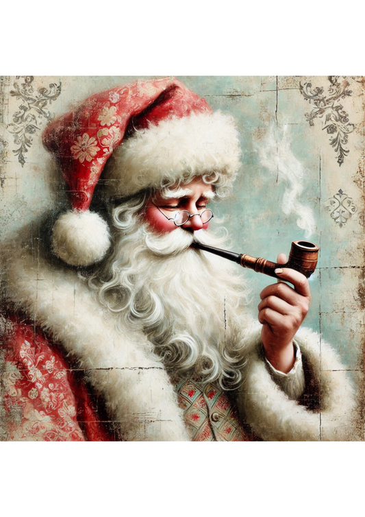 Rice Paper For Decoupage Santa Claus With Pipe Full Cat. No. 2414