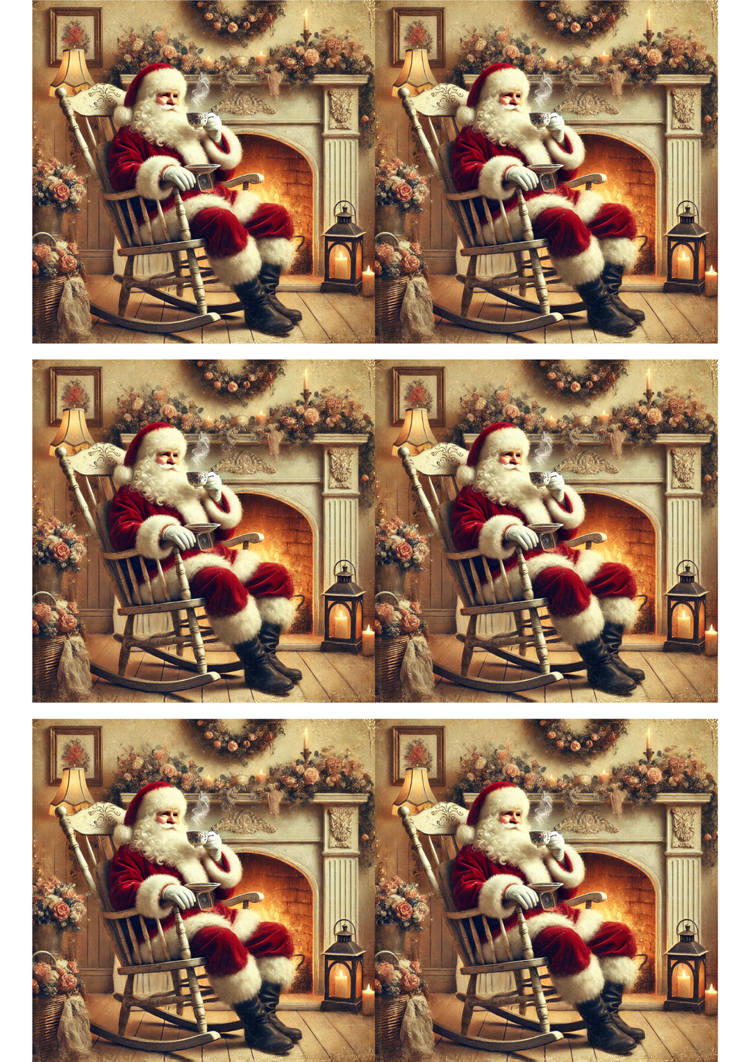 Reispapier für Decoupage Weihnachtsmann trinkt Tee Collage Kat. Nr. 2891