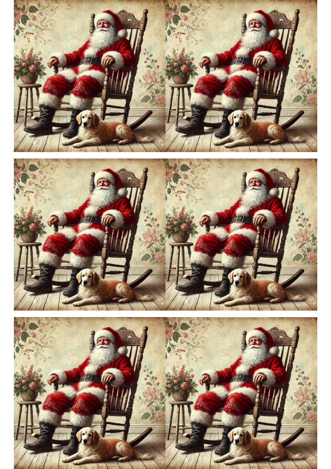 Reispapier für Decoupage-Collage „Weihnachtsmann im Schaukelstuhl“ Kat. Nr. 2893