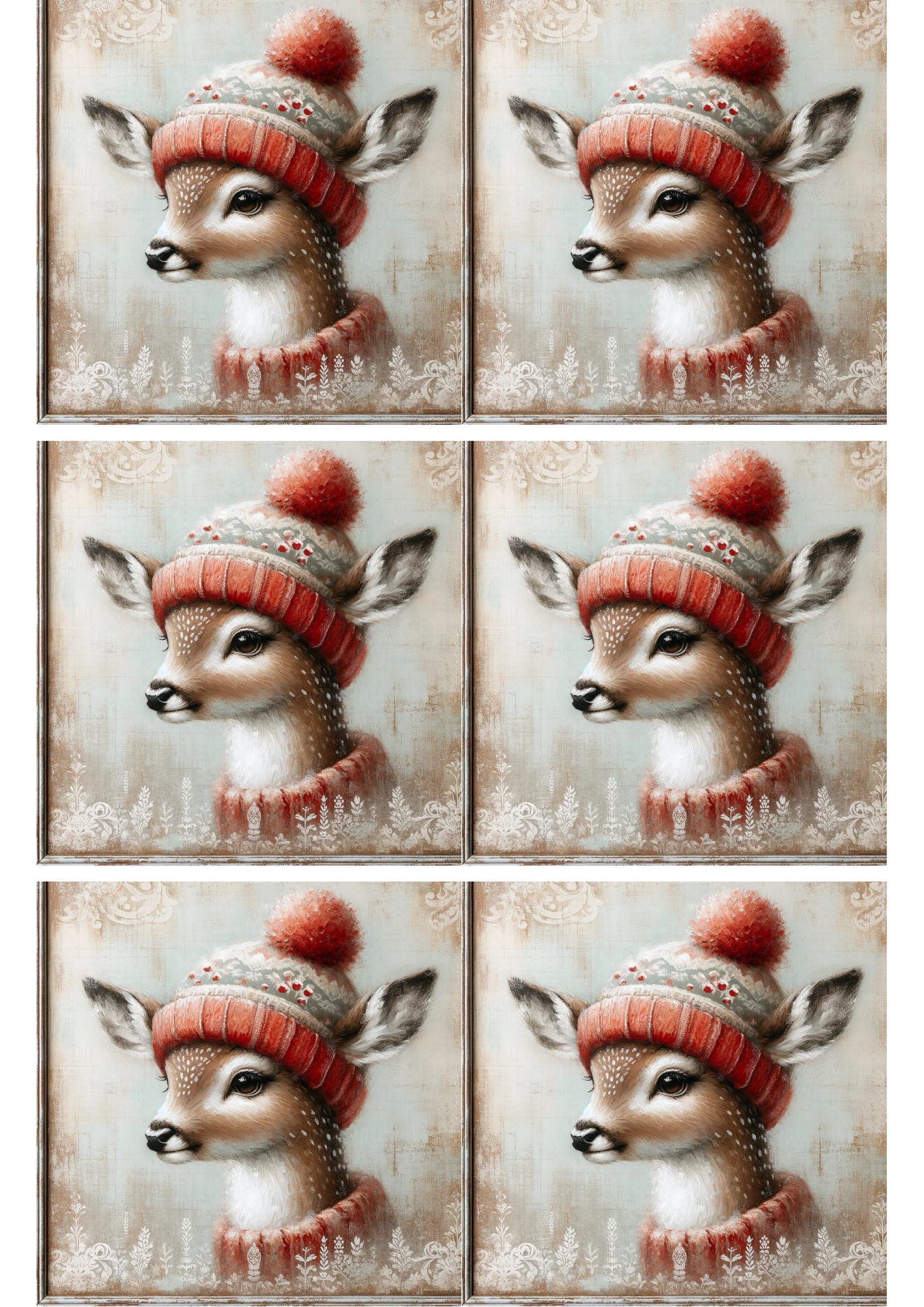 Rice Paper For Decoupage Roe Deer In A Hat Collage Cat. No. 2415