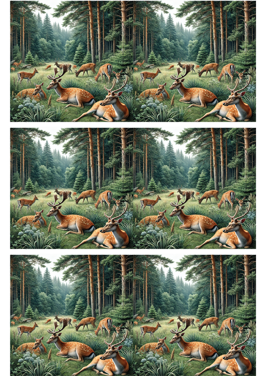 Rice Paper For Decoupage Roe Deer In The Forest Collage Cat. No. 2421