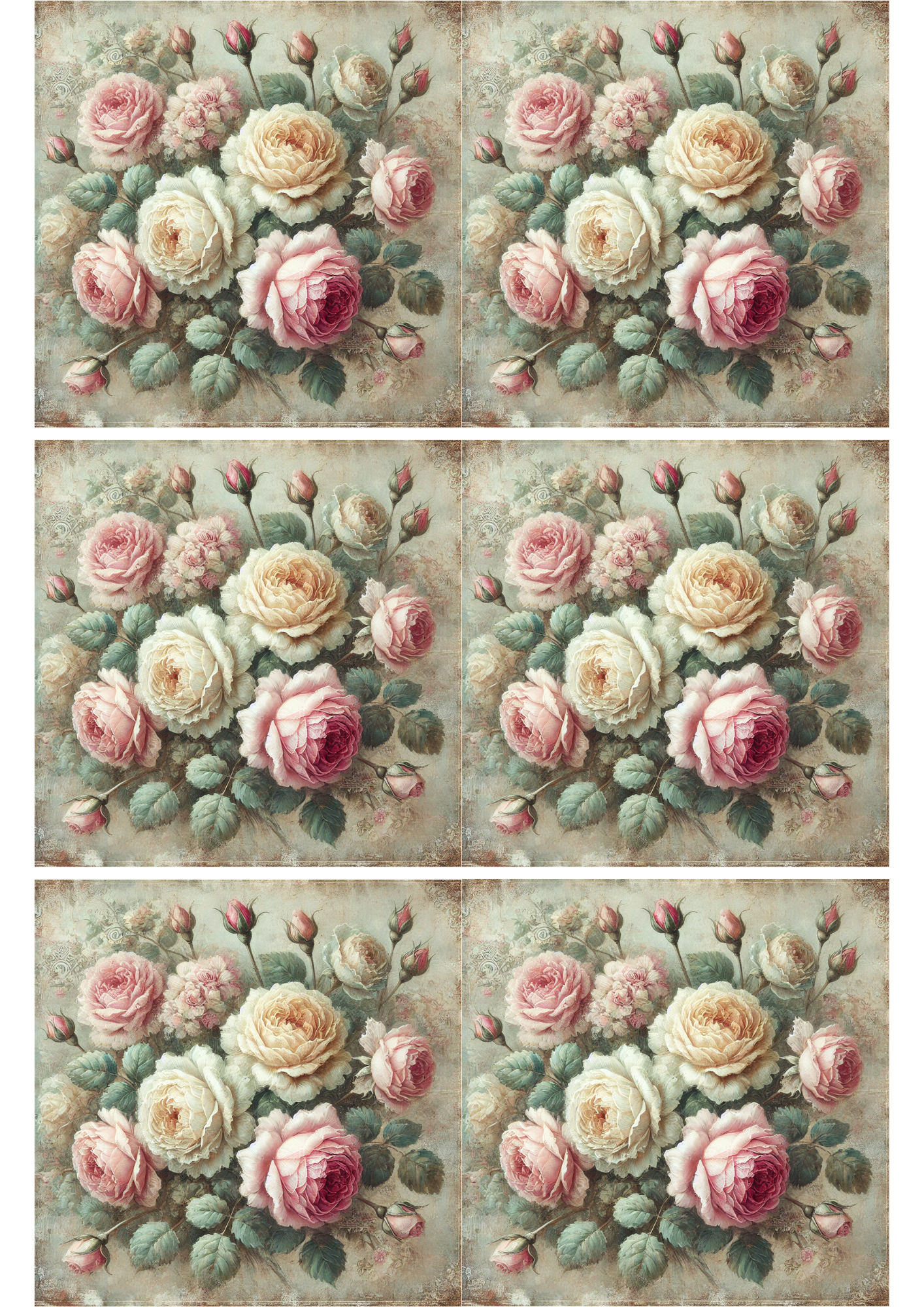 Rice Paper For Decoupage Roses Shabby Chic Collage Cat. No. 2429