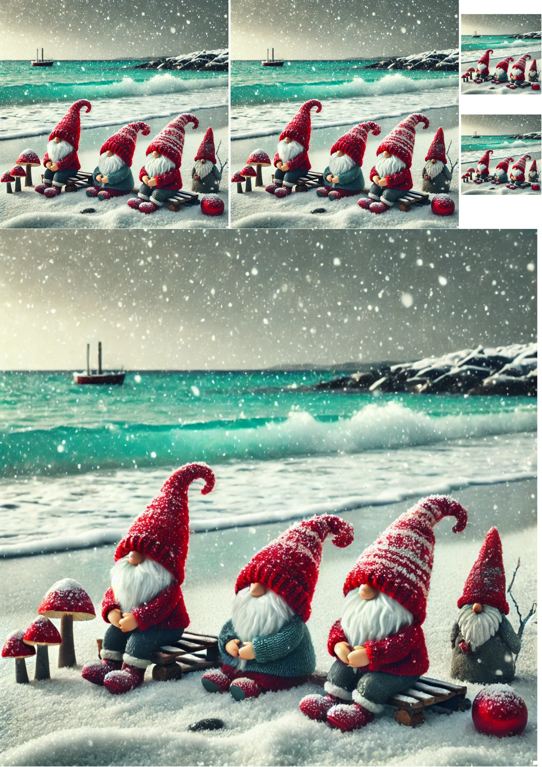 Rice Paper for Decoupage Gnomes by the Sea Collage Cat. No. 1461