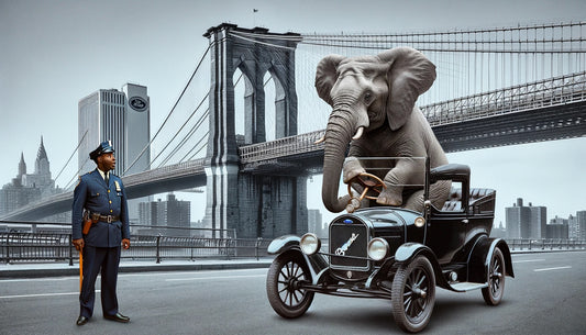 Rice Paper For Decoupage Elephant Drives A Car In Manhattan Cat. No. 23